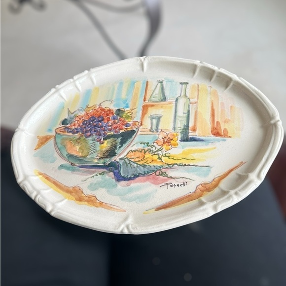 Italian Tutto Mio Oval Platter Artist Signed - Grapes - Picture 1 of 5